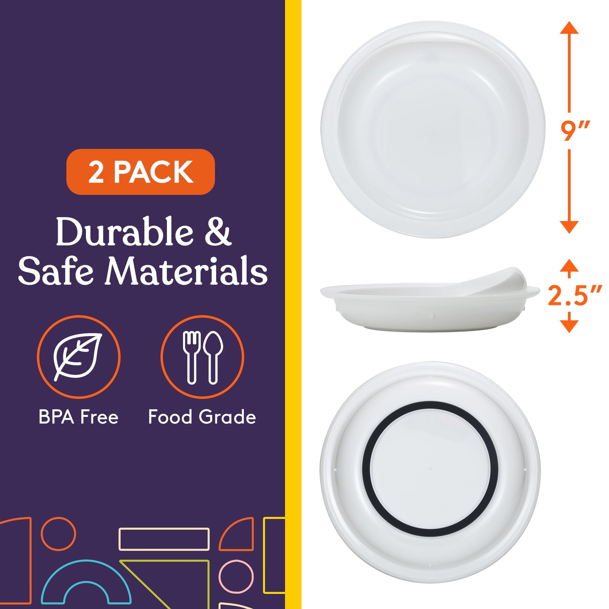 Spill-Proof Scoop Plates – White (2 Pack) Special Supplies