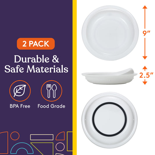 Spill-Proof Scoop Plates – White (2 Pack) Special Supplies