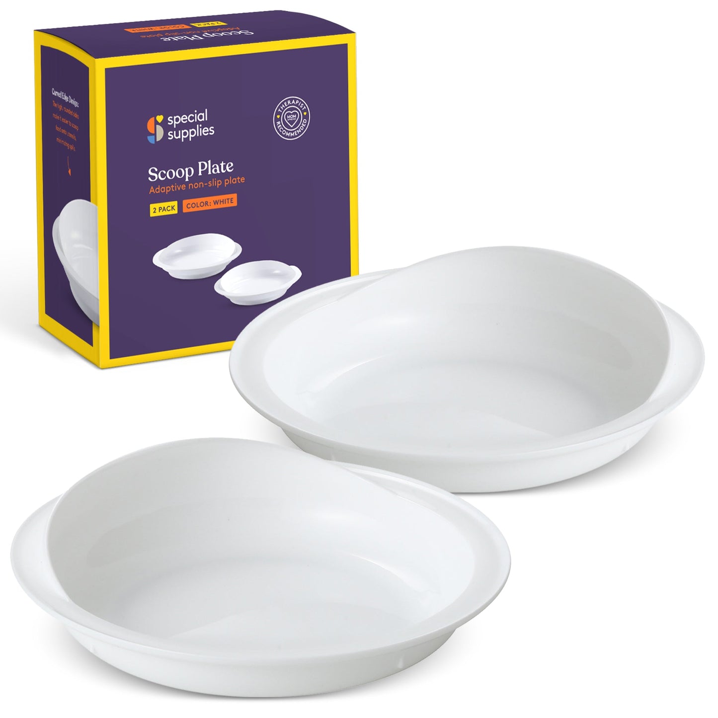 Spill-Proof Scoop Plates – White (2 Pack) Special Supplies
