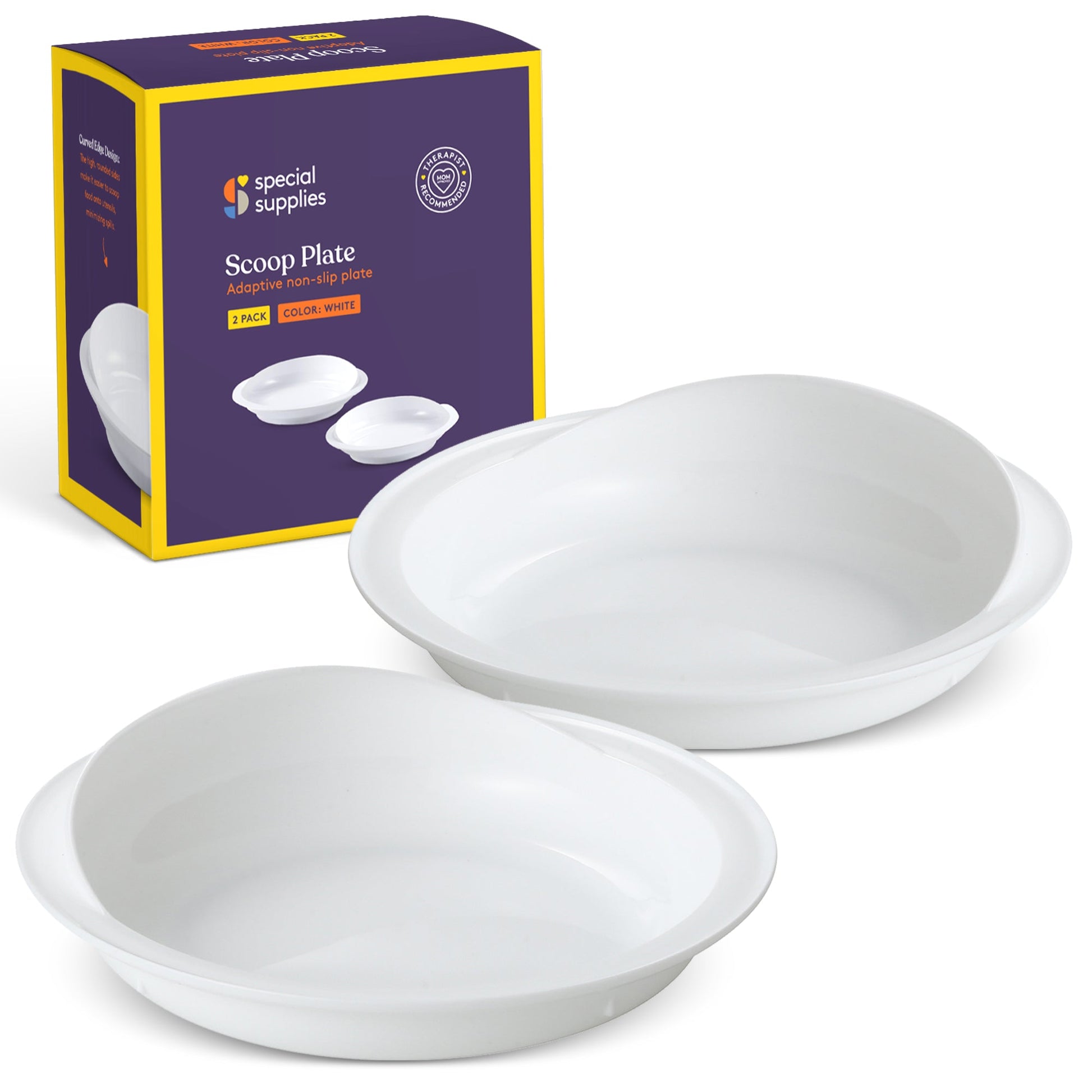 Spill-Proof Scoop Plates – White (2 Pack) Special Supplies