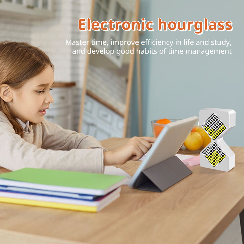 Cyber-style LED electronic sand timer: gravity-sensing, 1-30min countdown, tech decompression toy V.I.P Digital Presence