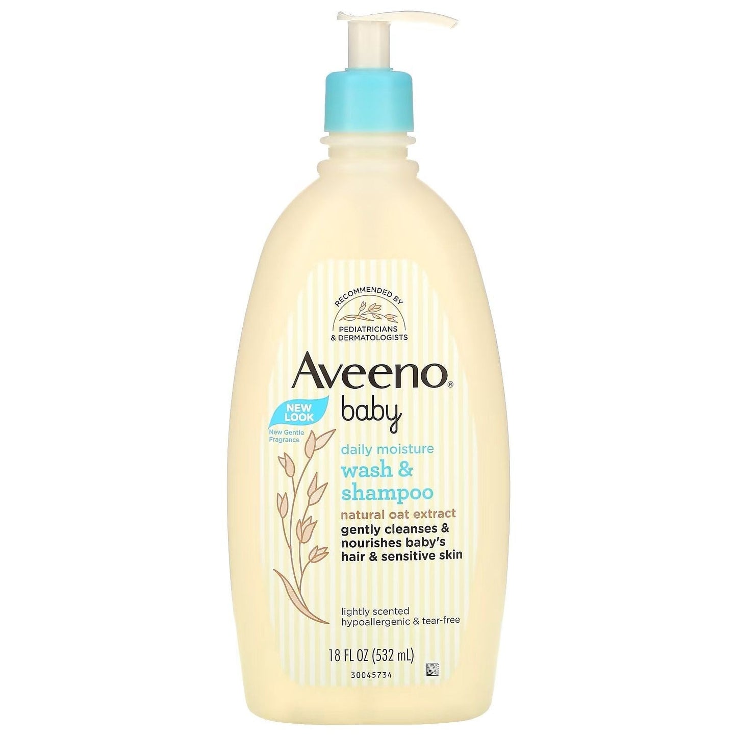Aveeno Baby wash & shampoo bottle with pump, oat extract, 18 fl oz