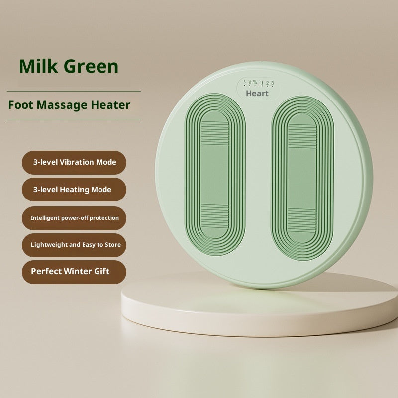 Milk green heating foot massage heater pad with dual channels on a white base