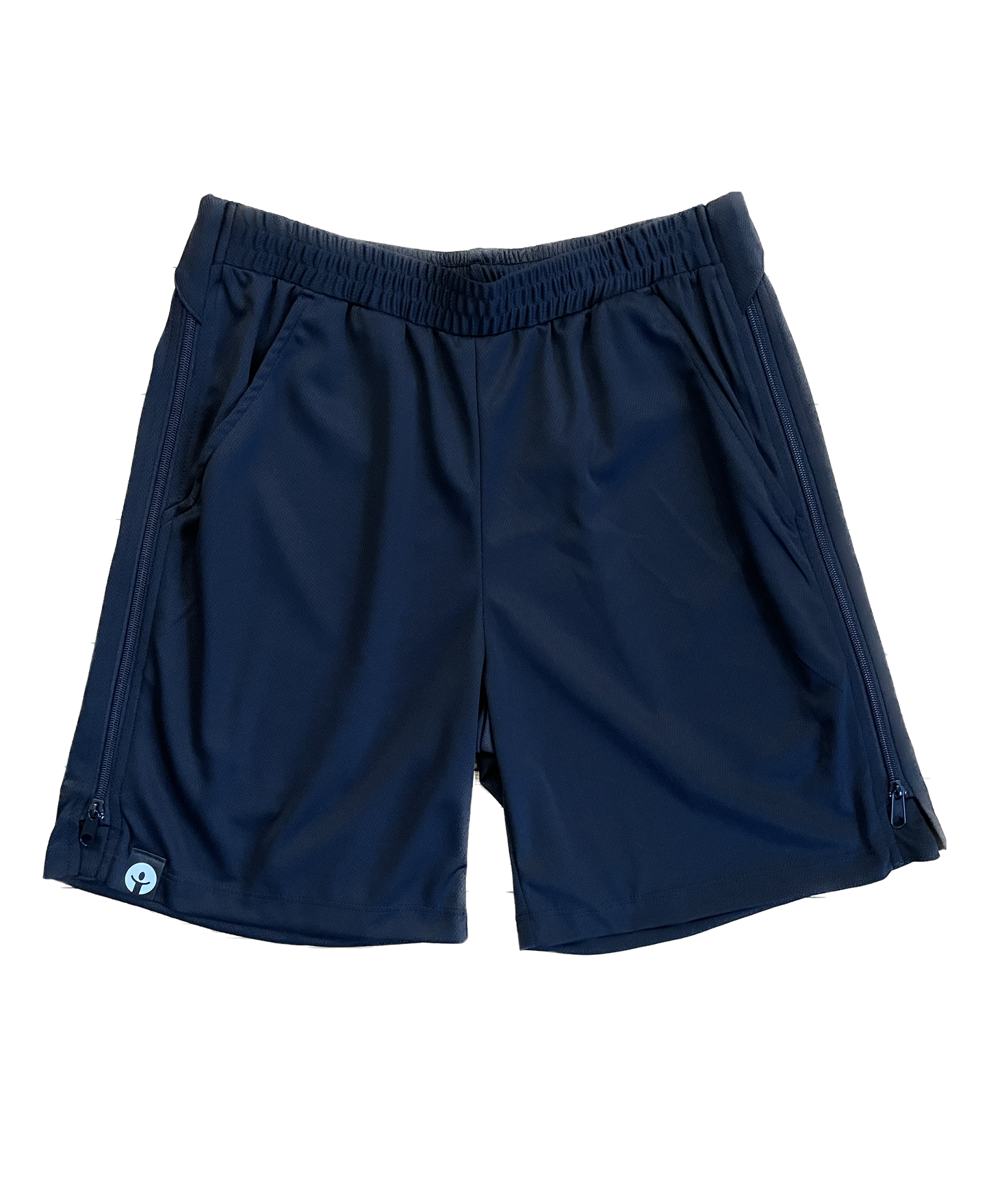 Navy blue shorts on a white background