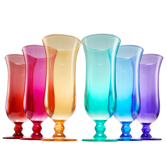 Unbreakable Color Hurricane Glasses | Set of 6 | 100% Tritan Drinkware, 14 oz Acrylic Dishwasher Safe Shatterproof BPA-free plastic, Reusable Pina Colada, Cocktail Margarita Tropical Party Drinkware by The Wine Savant