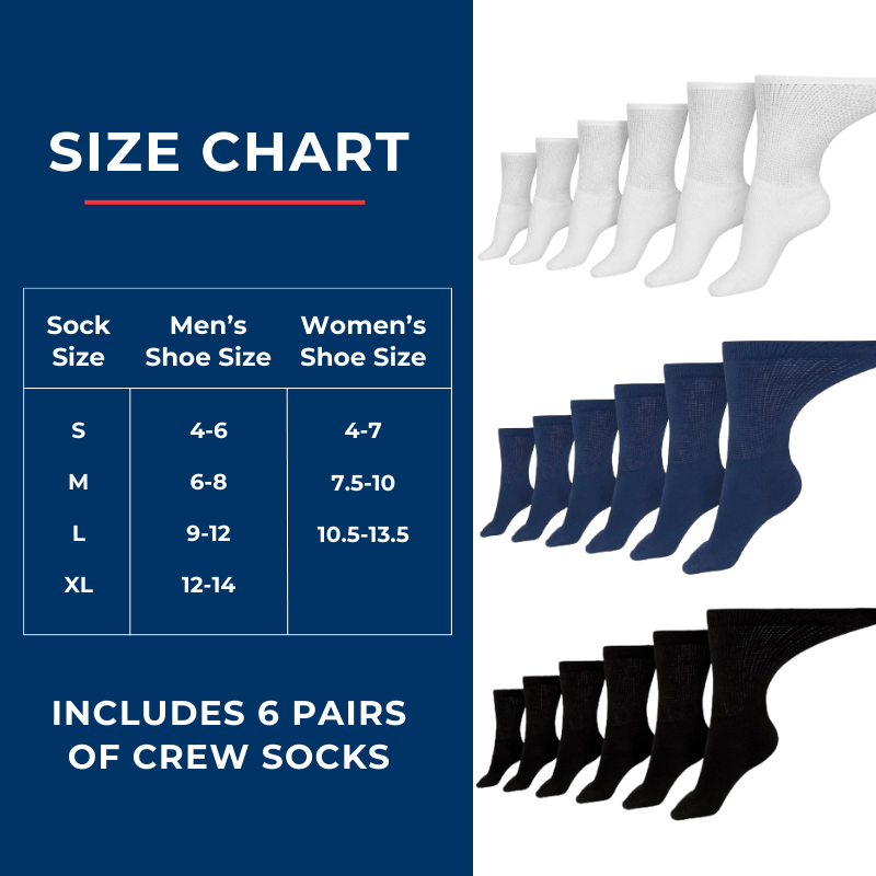 Men's Cotton Diabetic Crew Socks (6 Pair) DSC