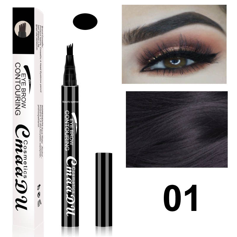 Four-point eyebrow pencil, shade 01, black casing with four-tip applicator