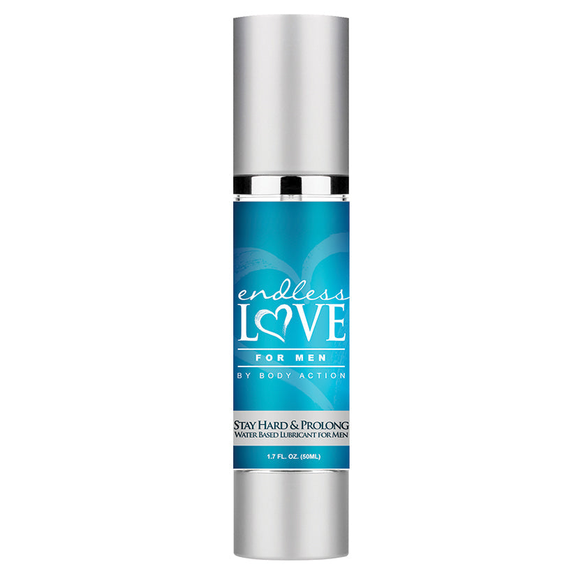 Endless Love water-based lubricant bottle with blue label and silver cap