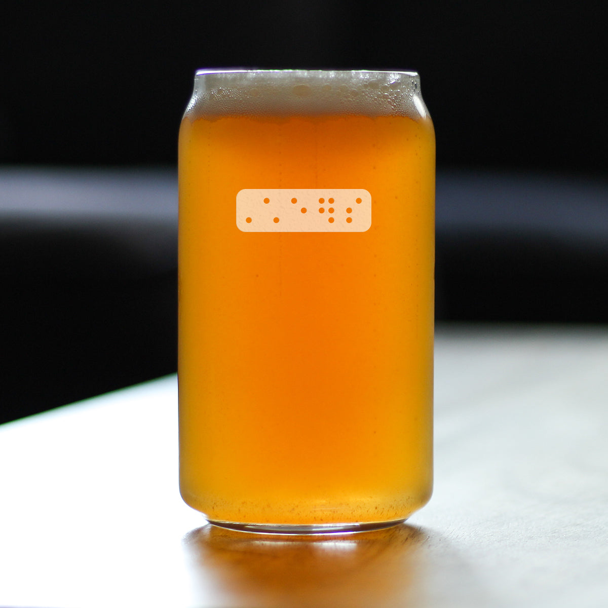 Braille Cheers Beer Can Pint Glass - Fun Braille Gifts for Braille Teachers and Visually Impaired or Blind Braille Readers - 16 Oz Glasses