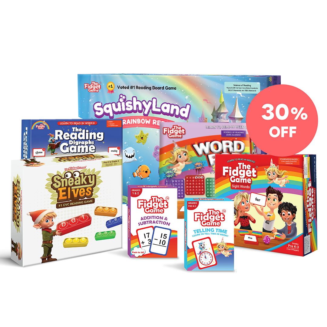 Squishyland game bundle with multiple board game boxes, including Rainbow Reef and other titles