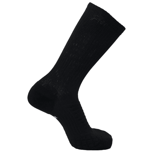 Crew compression socks, black with cushioned sole and ribbed knit arch support