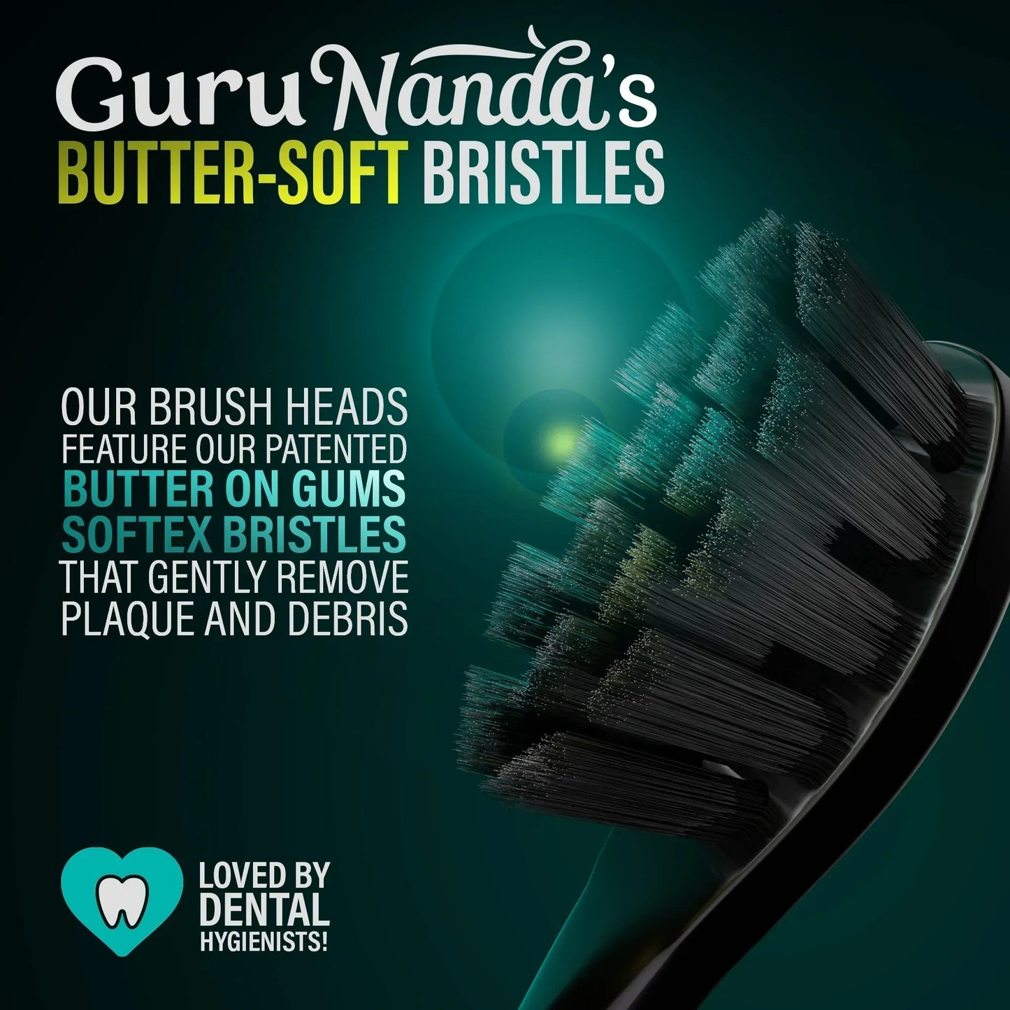 Electric toothbrush brush head with soft bristles on a dark handle