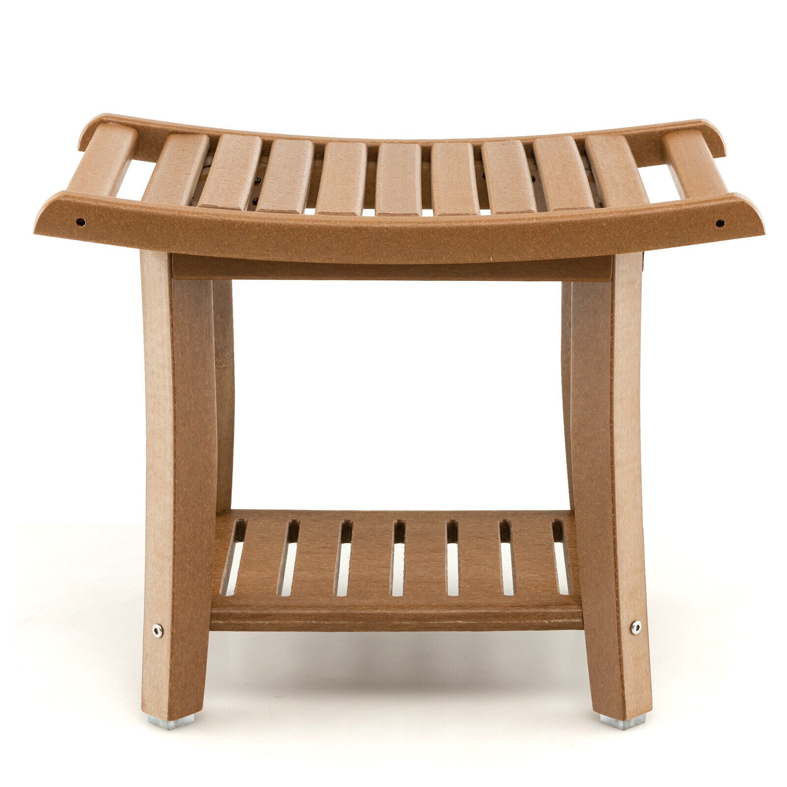 Waterproof Bath Stool with Curved Seat and Storage Shelf LJGDeals