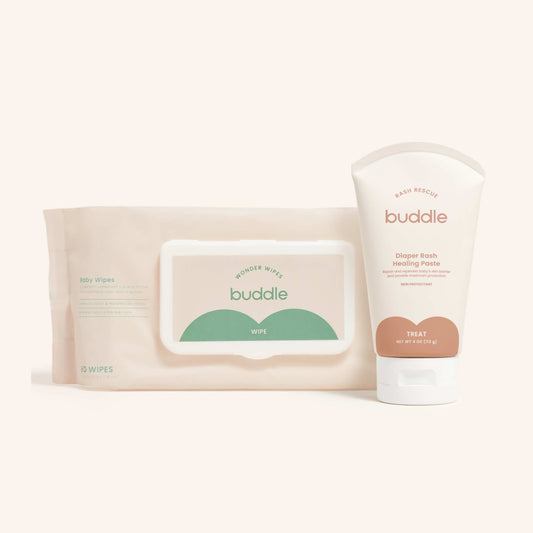 Buddle wipe and heal bundle: baby wipes pack and diaper rash healing paste tube