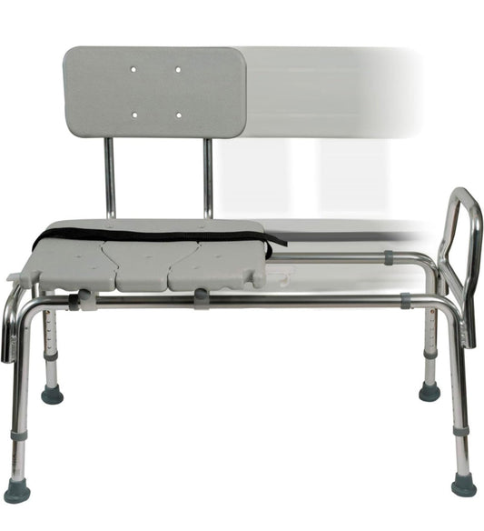 DMI Tub Transfer Bench and Shower Chair with Non Slip Aluminum Body, FSA Eligible, Adjustable Seat Height and Cut Out Access, Holds Weight up to 400 L