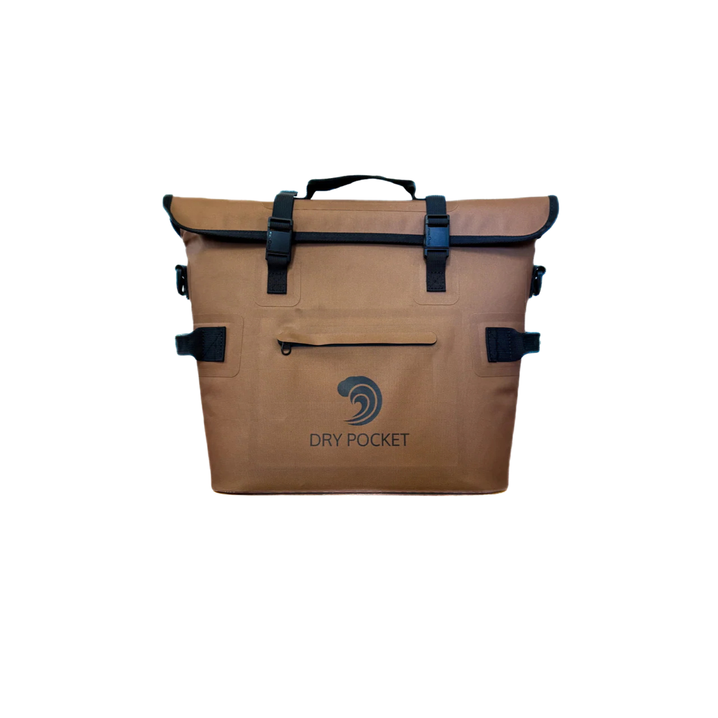 Coyote brown waterproof floating cooler bag with black straps and top handle