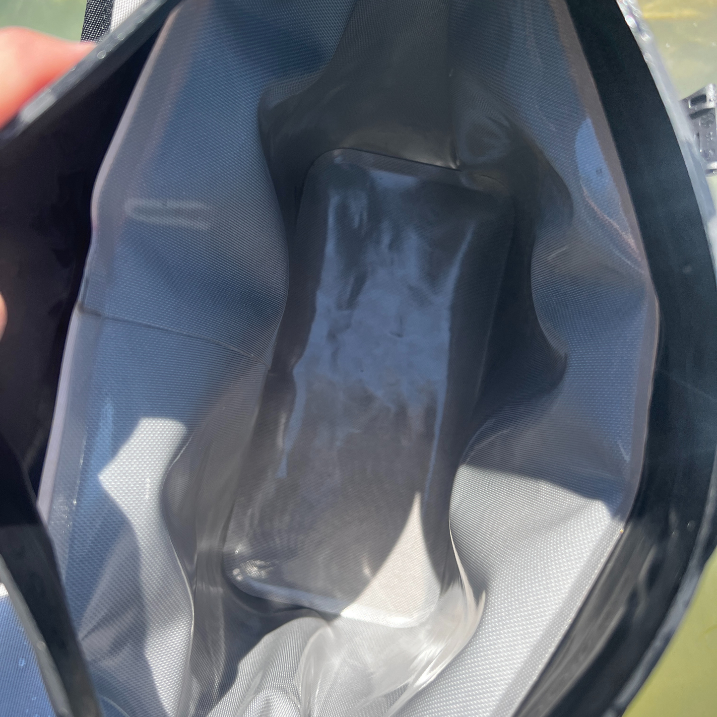 Waterproof cooler bag interior liner in dark blue with sealed waterproof fabric