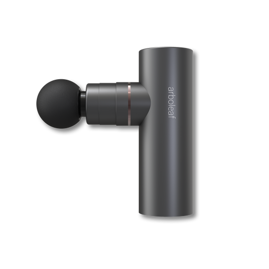 Abrodea CM20C massage gun, black cylindrical body with round massage head