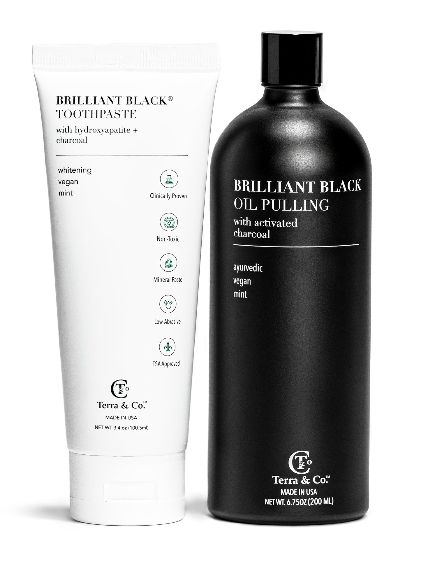 Charcoal Oil Pulling + Hydroxyapatite Toothpaste Bundle Terra & Co.
