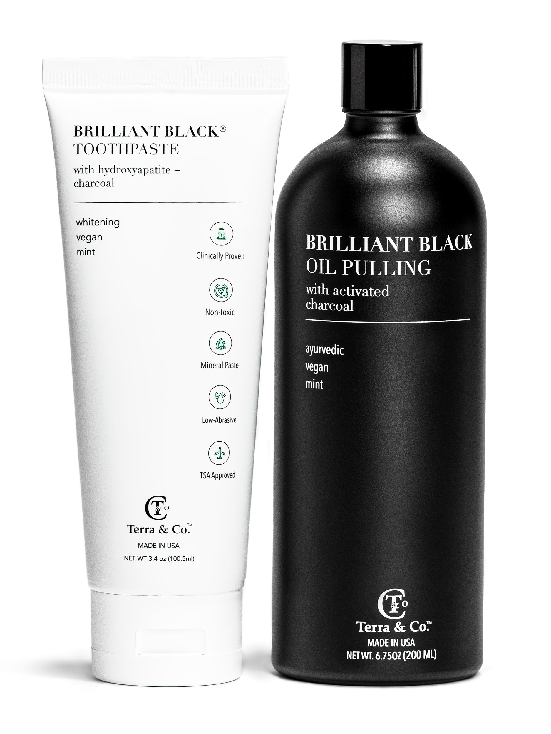 Charcoal Oil Pulling + Hydroxyapatite Toothpaste Bundle Terra & Co.