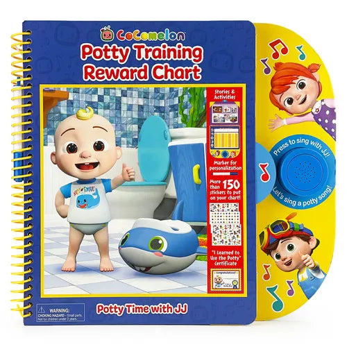 Spiral-bound Cocomelon potty training reward chart with colorful character cover