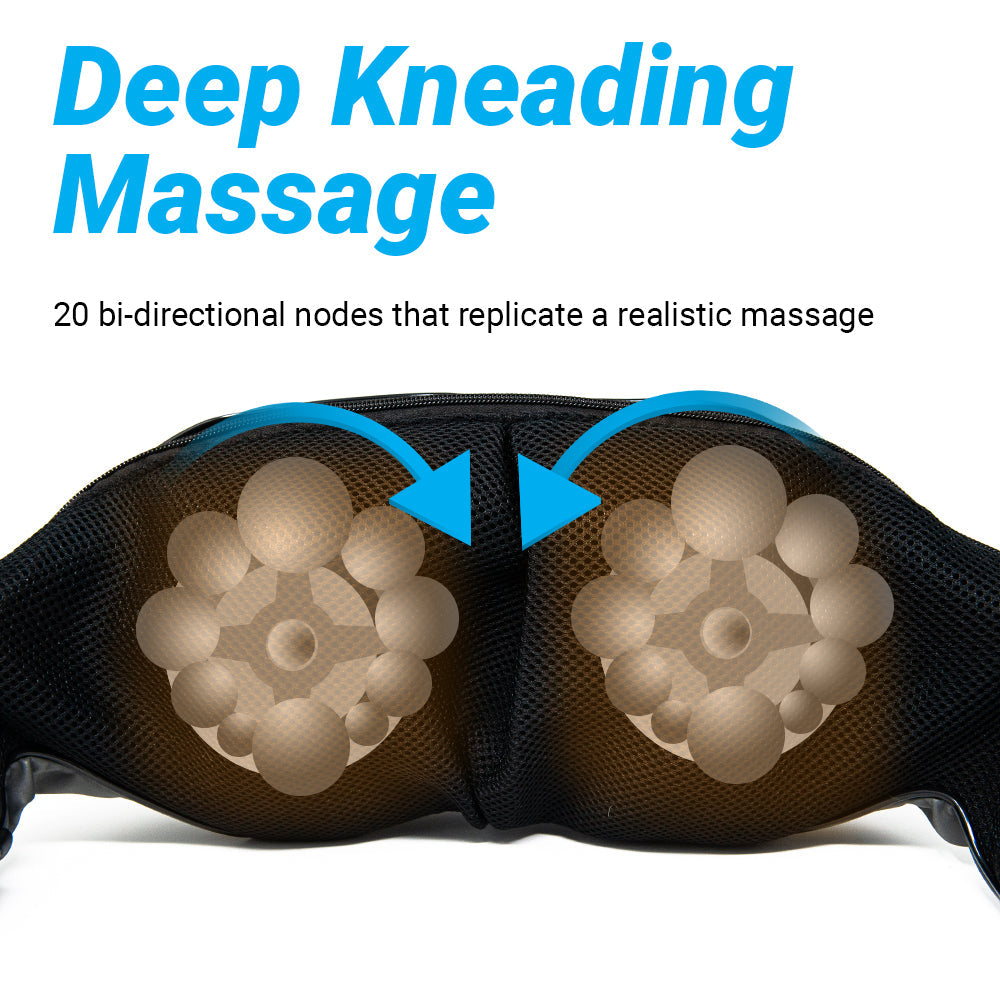 Black mesh massager cover showing circular massage nodes on both sides