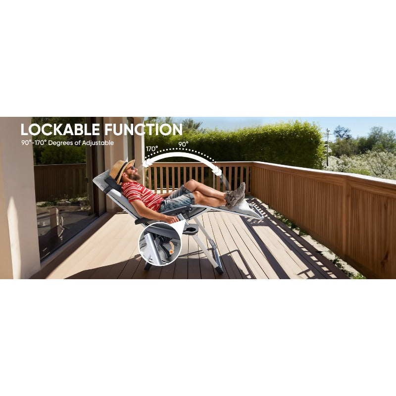 Zero Gravity Recliner Chair Foldable Patio Lounge w/Cup Holder & Cushion 2Dropme