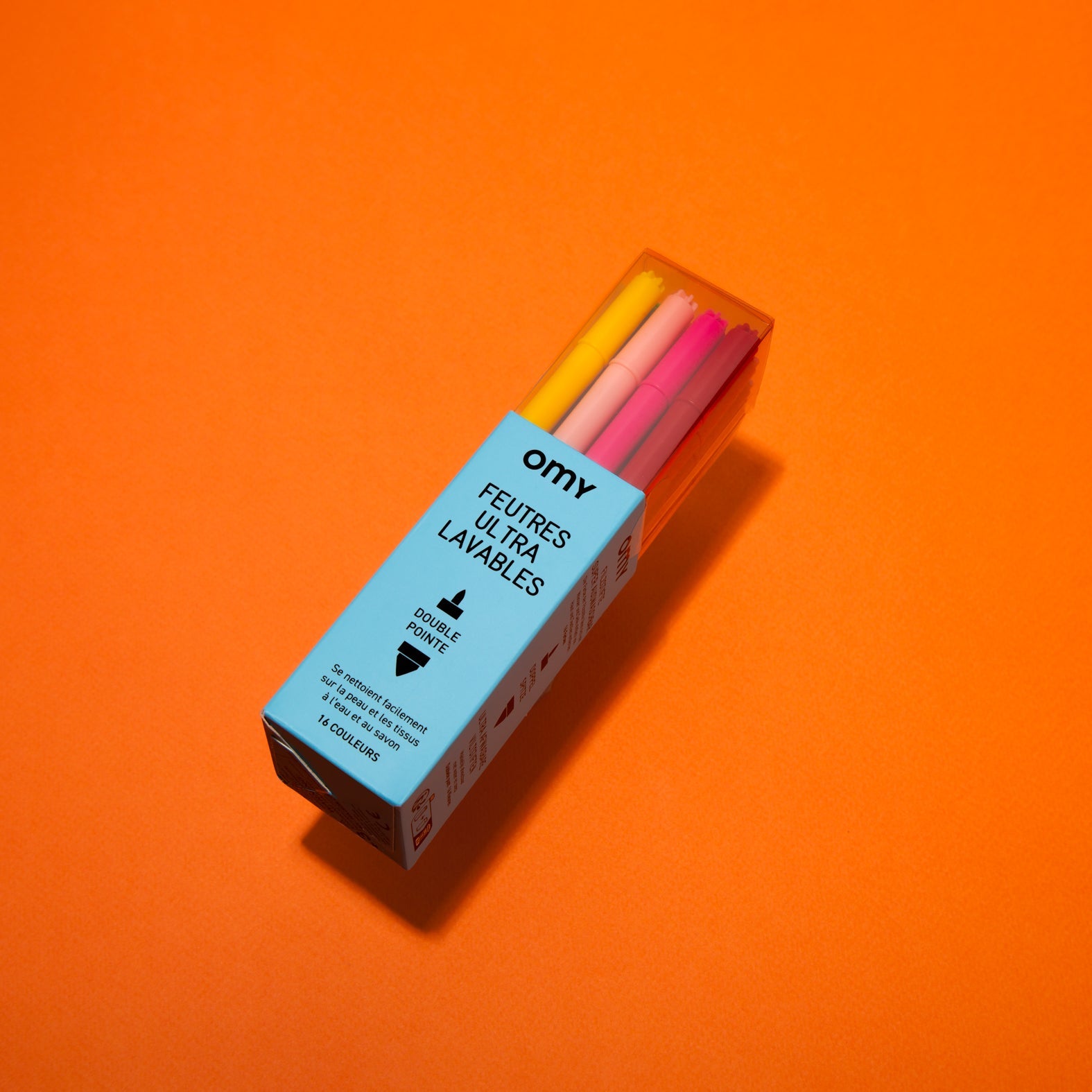 Ultra-washable marker set box with assorted pastel-colored pens