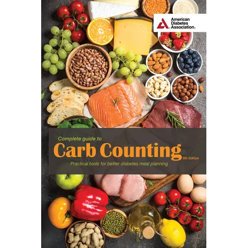 Carb Counting guidebook paperback, food collage cover, American Diabetes Association logo