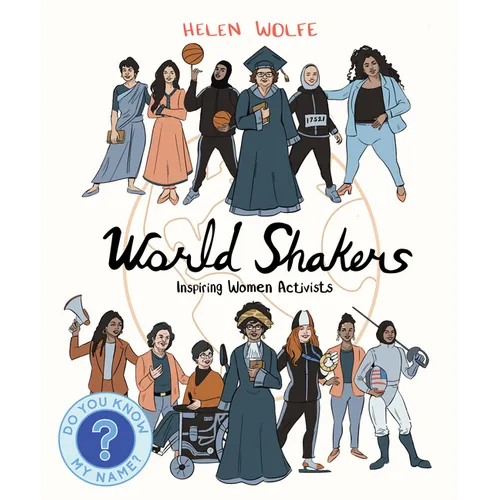 Paperback book cover with illustrated women activists and World Shakers title