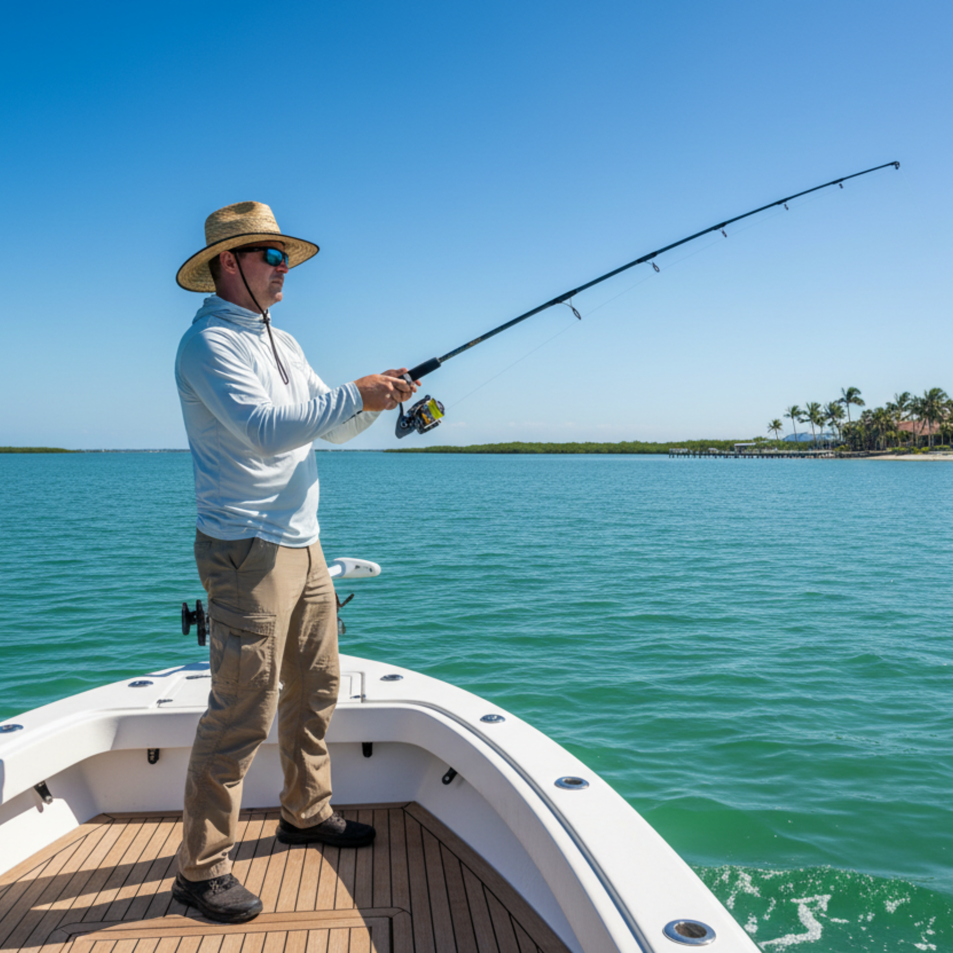 Khaki tan fishing pants with zip cargo pockets and cuffed hem