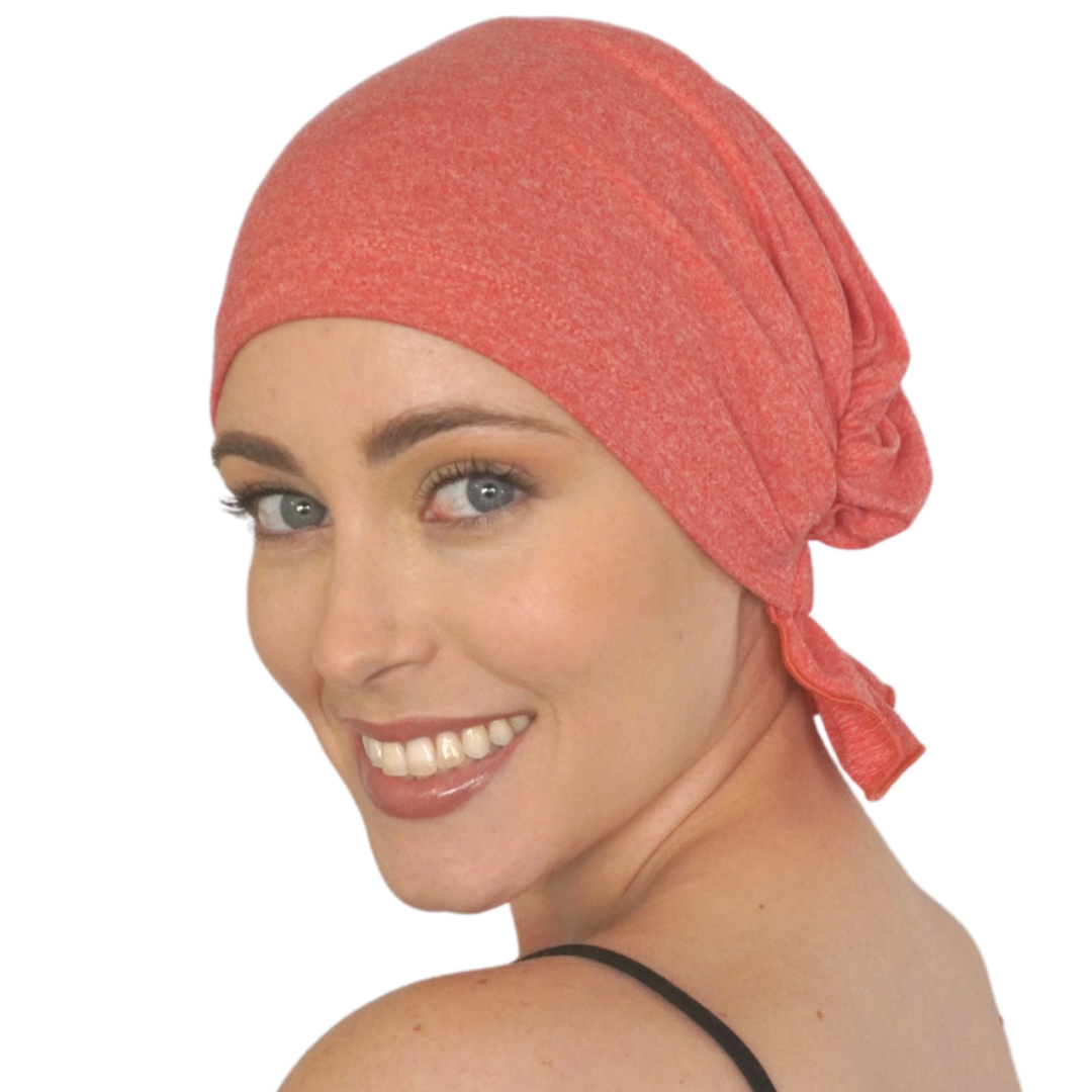 FRANCIS CHEMOBEANIE® coral knit beanie with side bow and folded edge