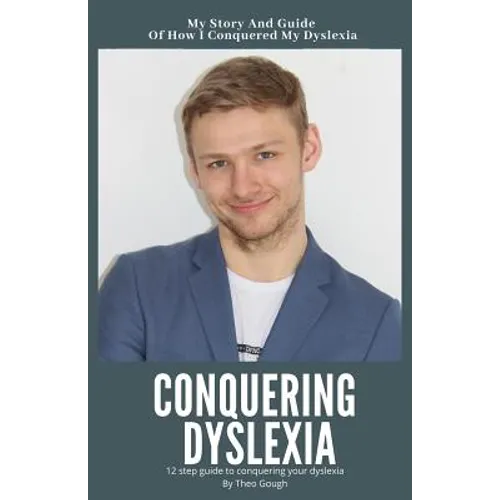 Paperback book cover with portrait of a man and bold "Conquering Dyslexia" title