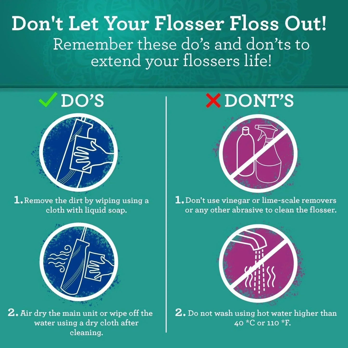 Oral care do’s and don’ts infographic for flossing tips
