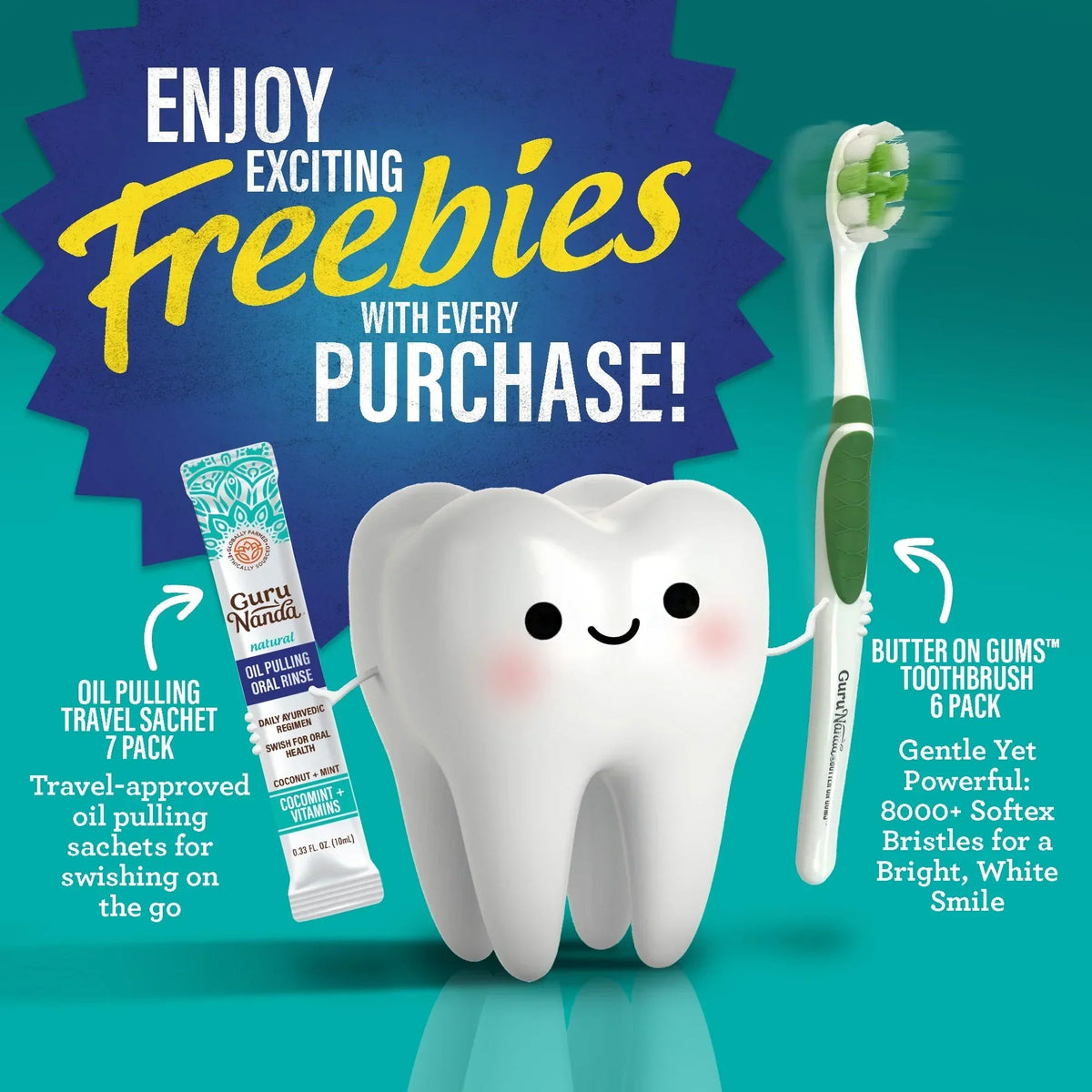 Total Smile Makeover Kit travel toothbrush and whitening strips with tooth-shaped pouch