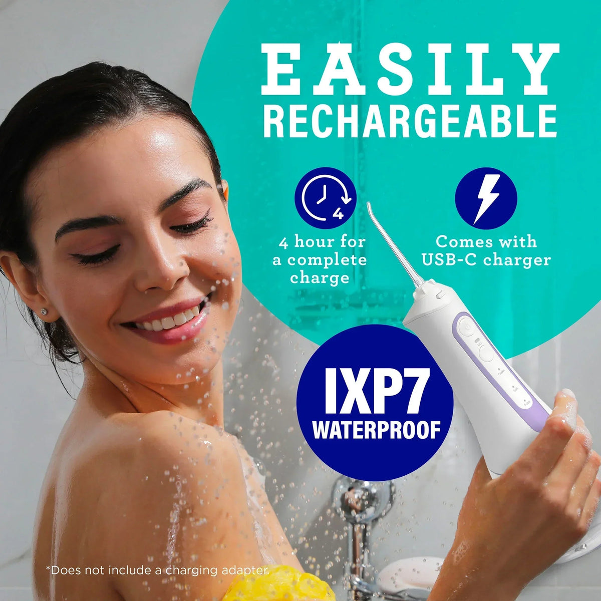 Cordless lavender dental water flosser with water stream for easy cleaning