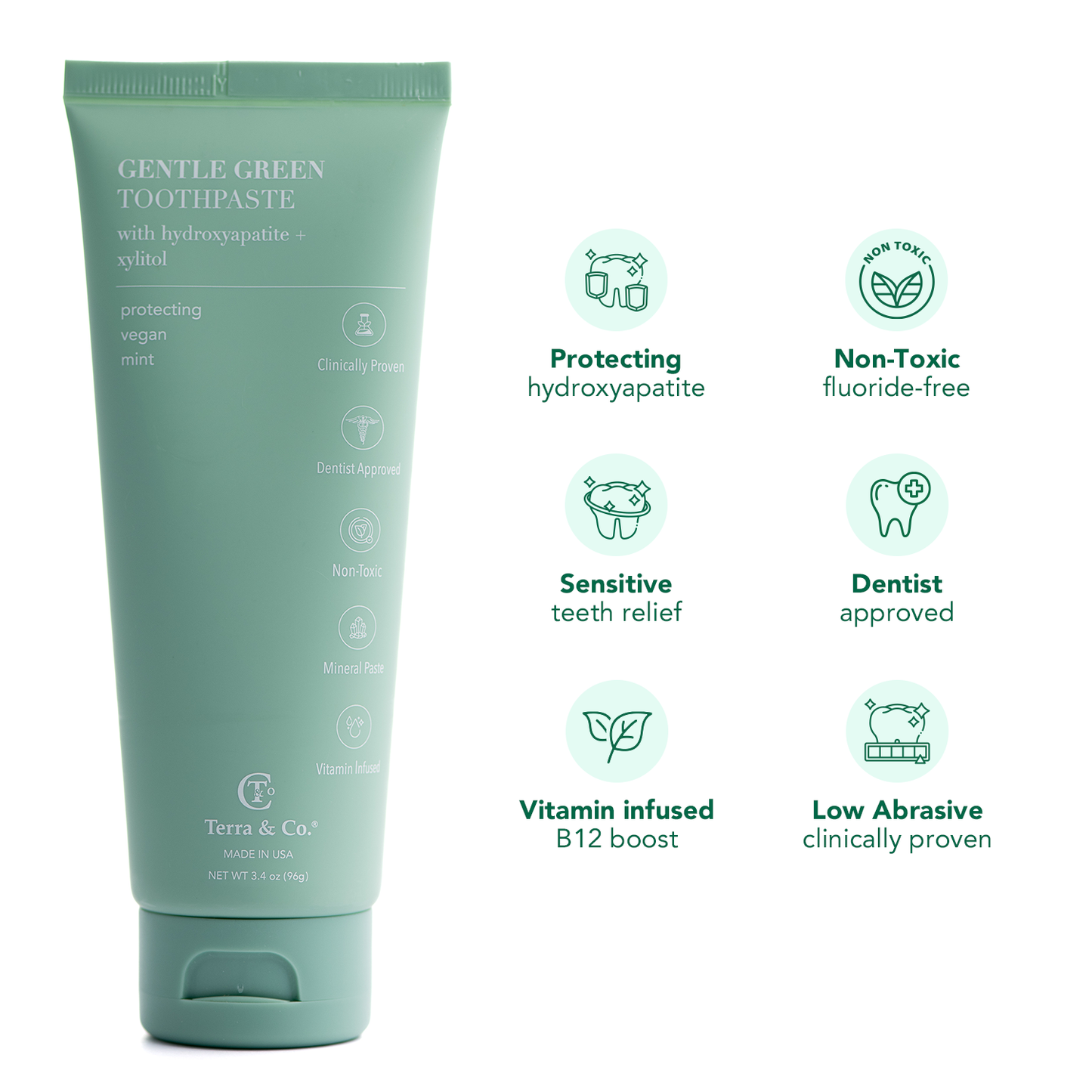 Gentle Green® Sensitive Toothpaste with Hydroxyapatite & B12 Terra & Co.