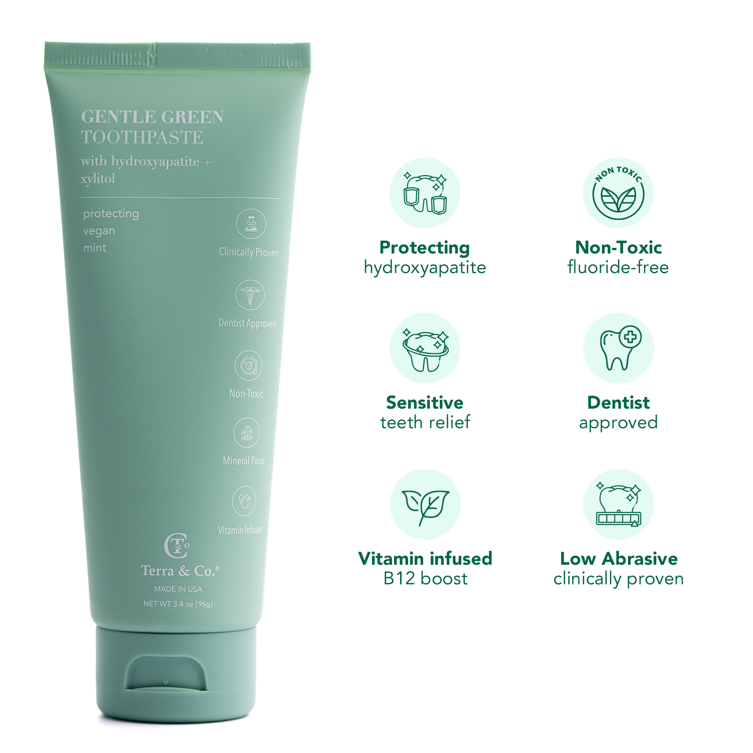 Gentle Green® Sensitive Toothpaste with Hydroxyapatite & B12 Terra & Co.