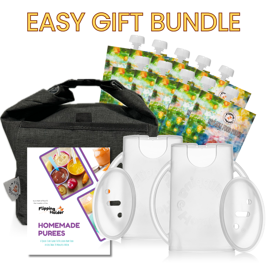 Gift-ready bundle set: dark gray thermal tote with white pouch holders and colorful pouch packs