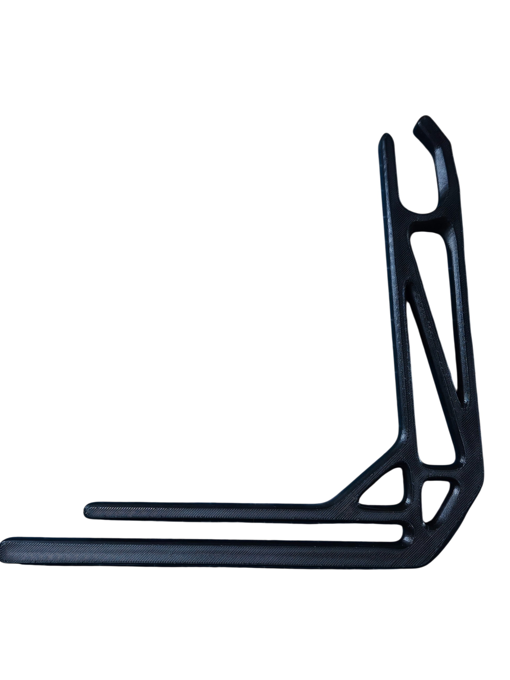 Blue wheelchair grocery bag hook with U-shaped holder and flat base