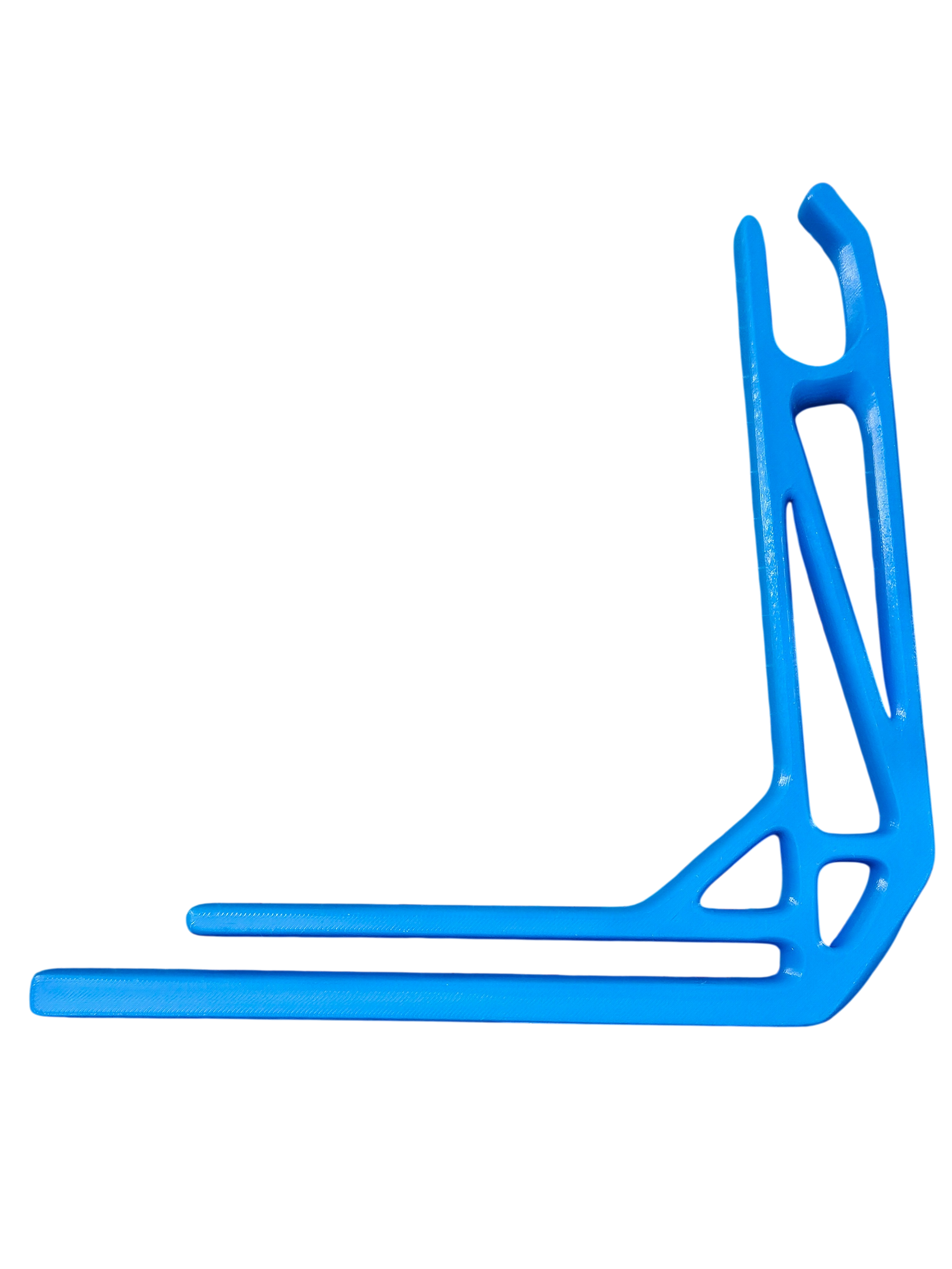 Bright blue wheelchair grocery bag hook frame with U-shaped holder and base