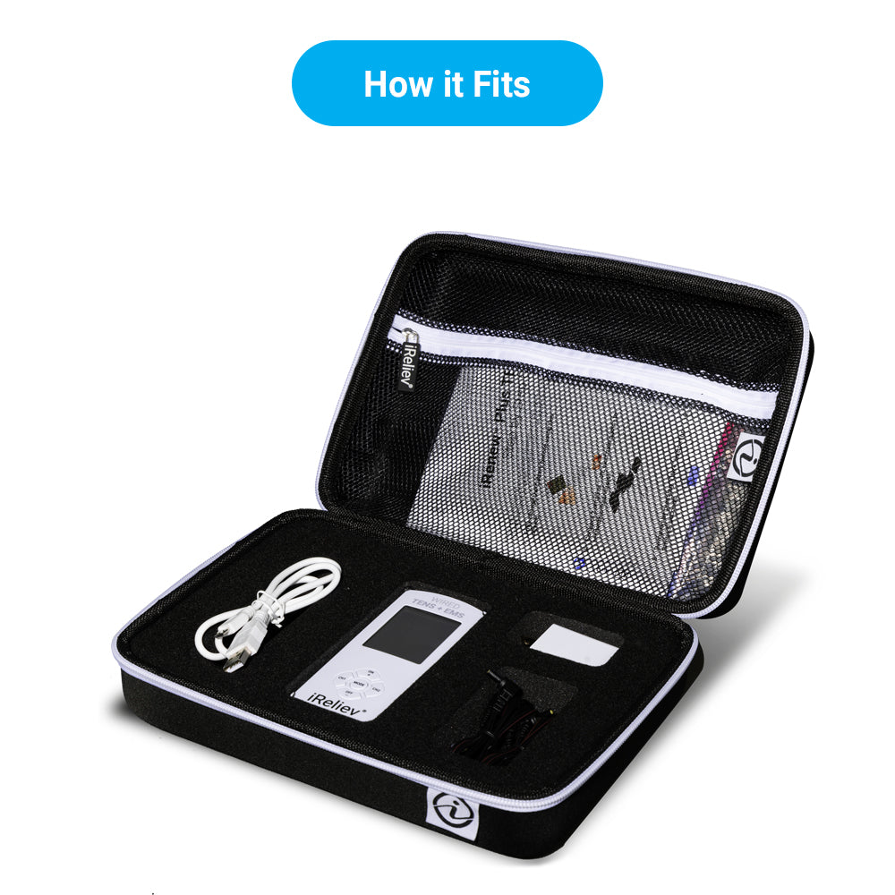 Hard protective carry case open with mesh lid pocket and electronics compartments, black