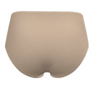 Light nude high-waist brief with smooth front and wide waistband.