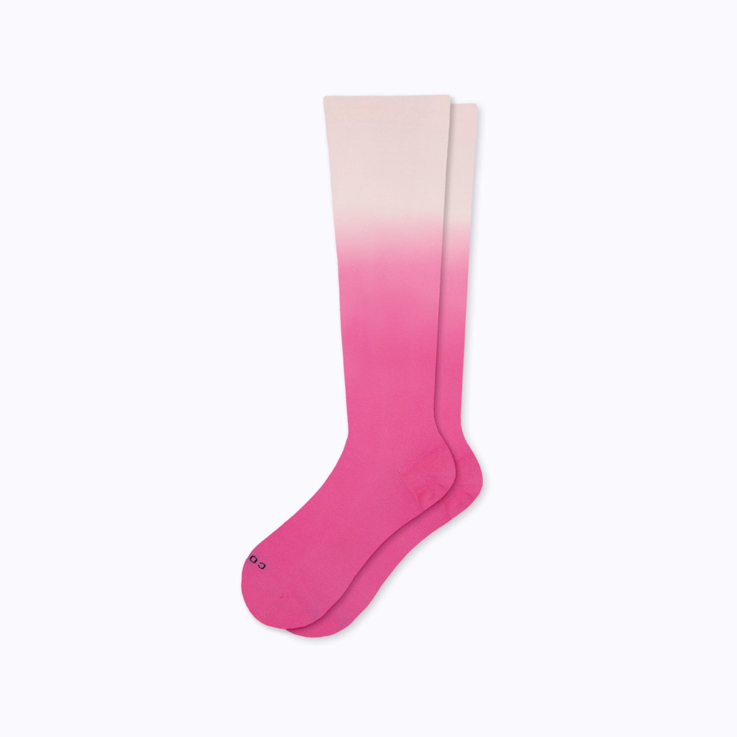 Knee-high compression socks with berry-to-rose ombre, smooth knit