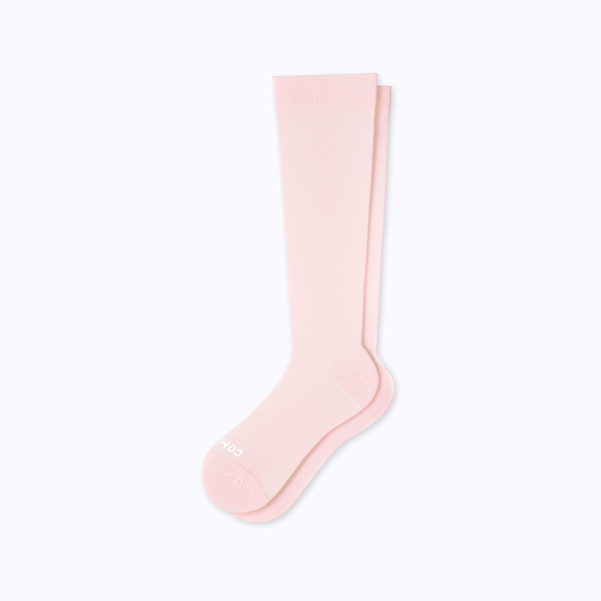 Rose knee-high compression socks with cushioned toe and heel, single sock view