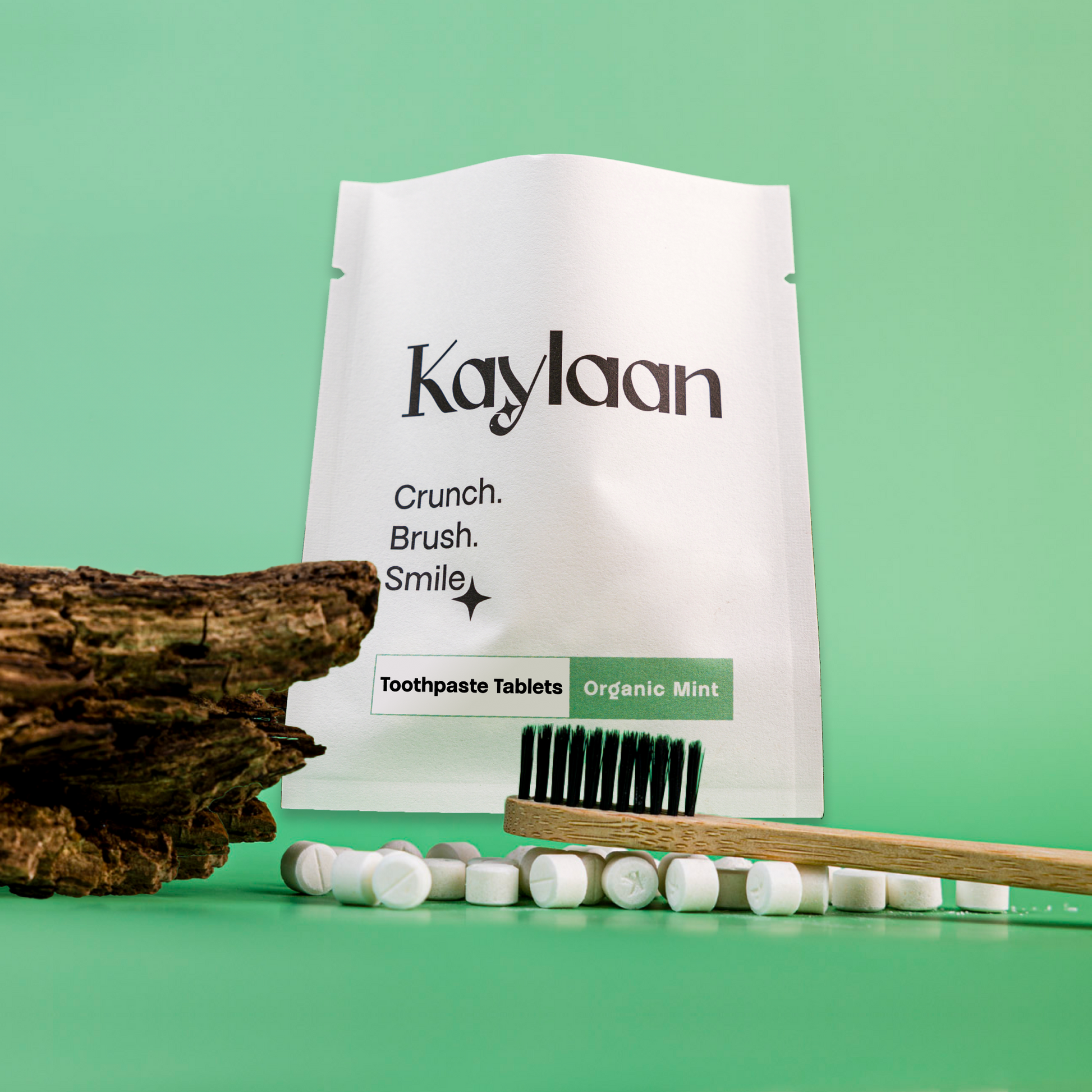 Kaylaan non-fluoride organic mint toothpaste tablets refill pouch