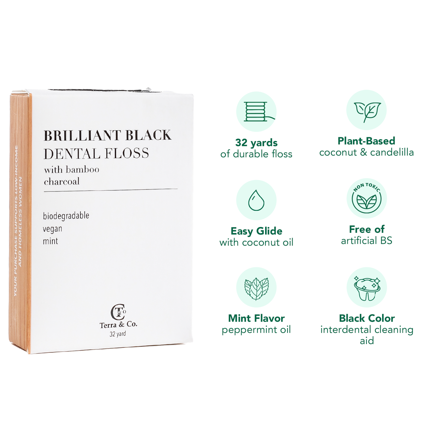 Brilliant Black® Floss – Whitens Between Teeth Naturally Terra & Co.