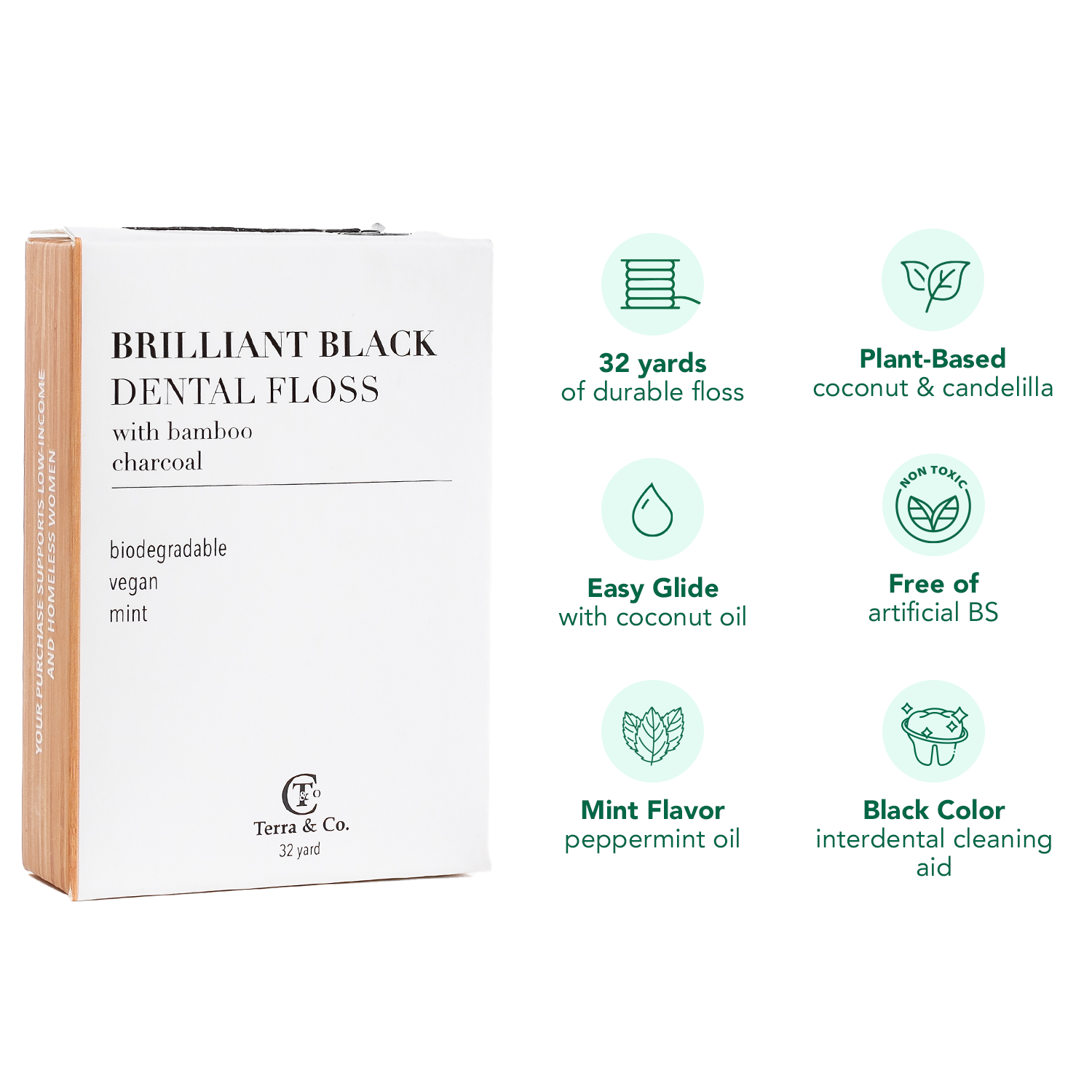 Brilliant Black® Floss – Whitens Between Teeth Naturally Terra & Co.