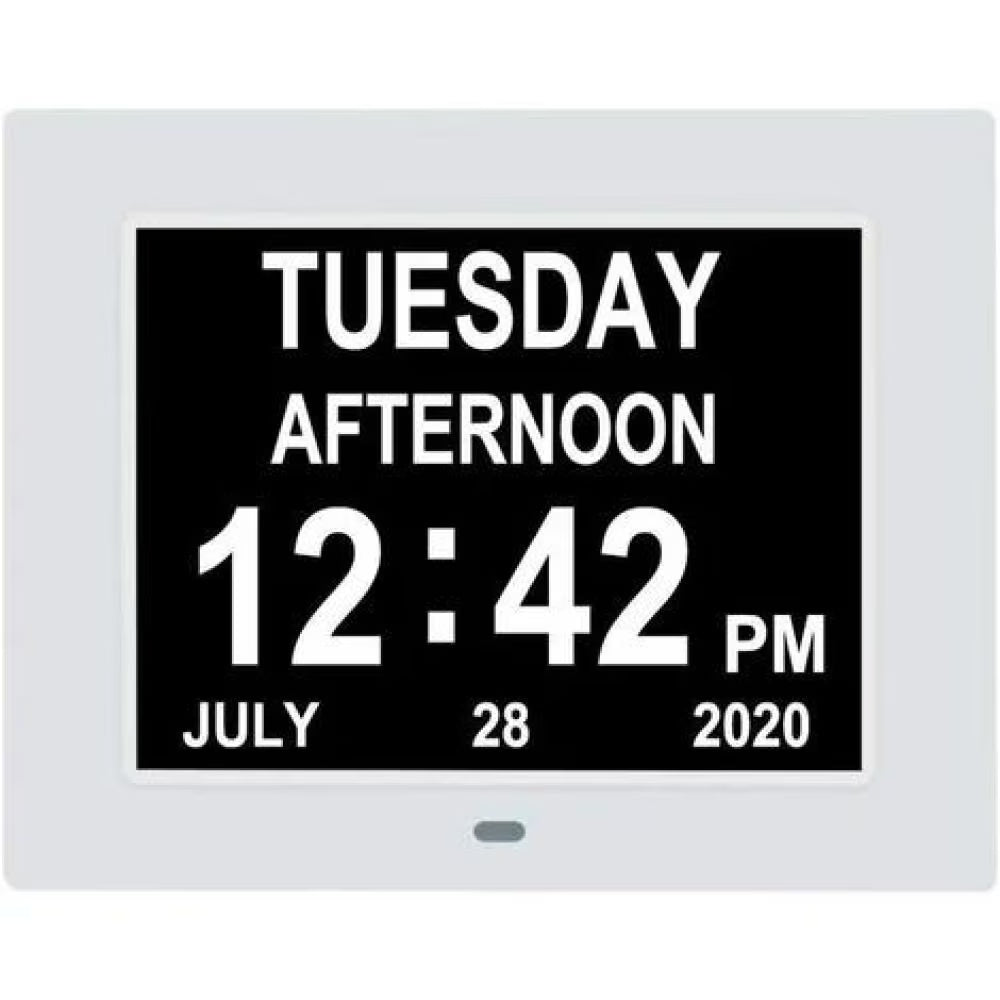 Day clock display: Tuesday afternoon 12:42 PM, July 28, 2020