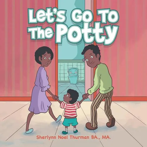 Let's Go to the Potty paperback book cover with three cartoon kids and bathroom scene